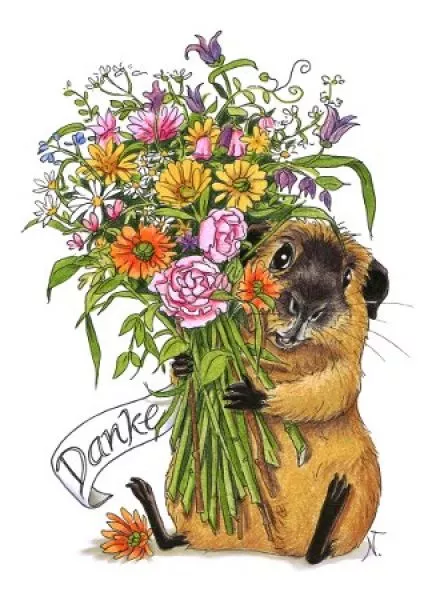 Cavialand Postkarte Danke Blumenstrauss